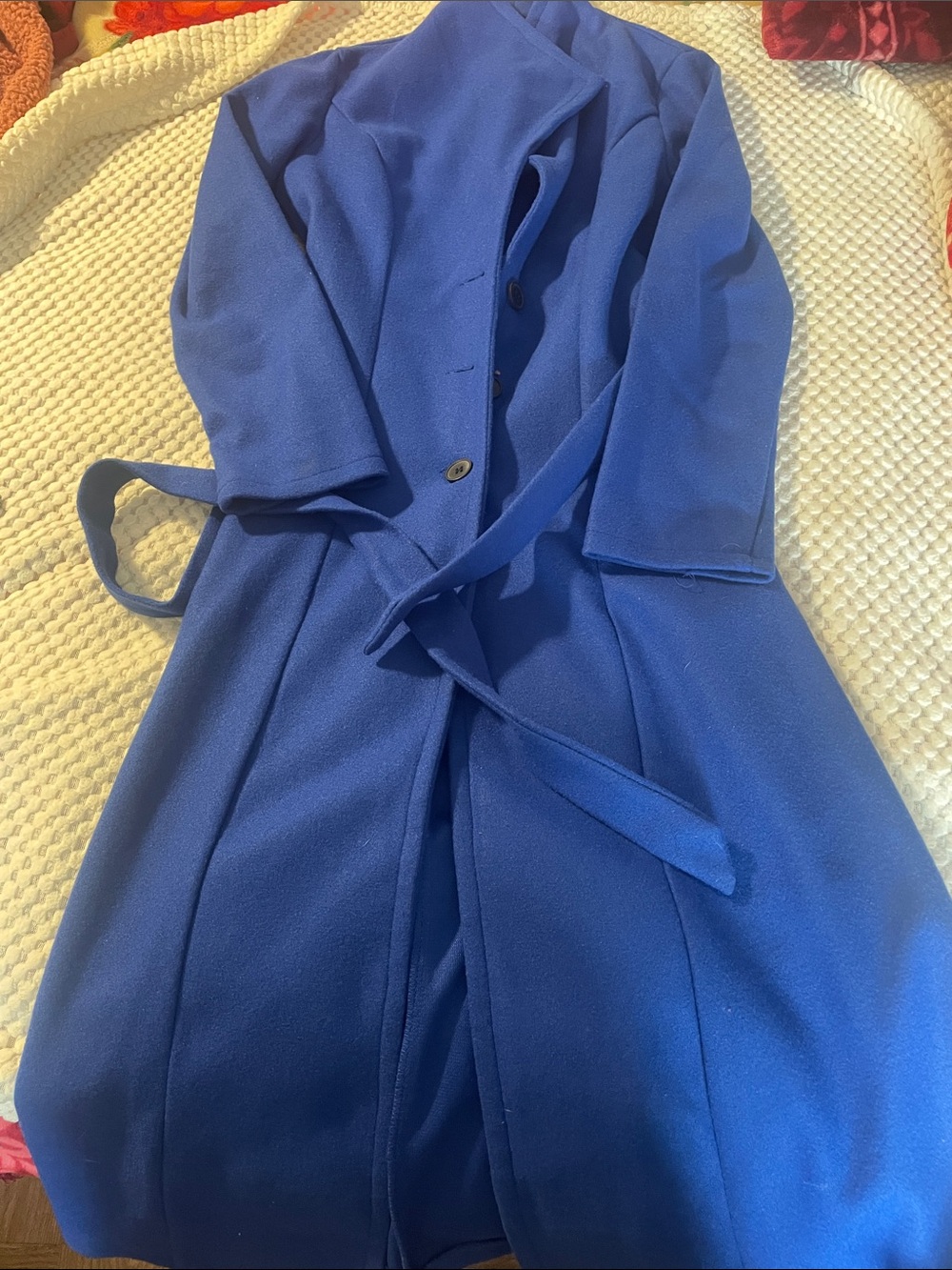 SHEIN Royal Blue Belted Long Coat